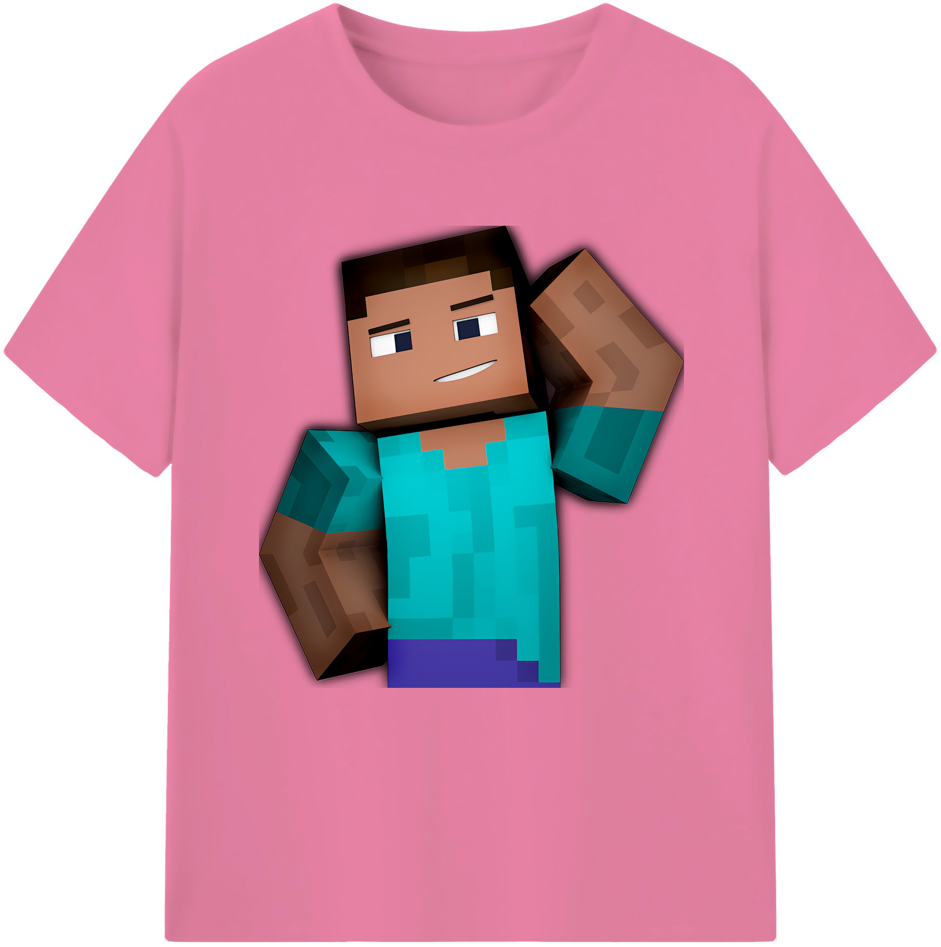 （画像用） マインクラフト ブロックの世界 Minecraft MC Block world 綿100％半袖Tシャツ（フロントプリント）